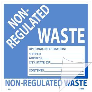 NON-REGULATED WASTE SELF-LAMINATING LABEL