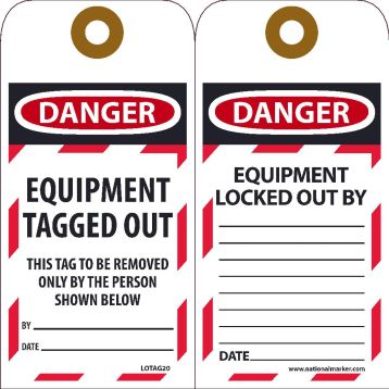 DANGER EQUIPMENT TAGGED OUT TAG