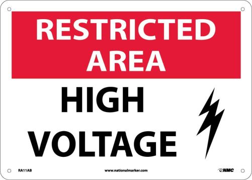 RESTRICTED AREA HIGH VOLTAGE SIGN