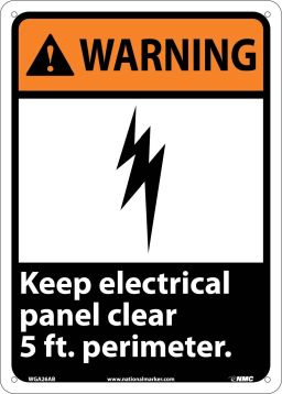 WARNING KEEP ELECTRICAL PANEL CLEAR 5 FT. PERIMETER SIGN
