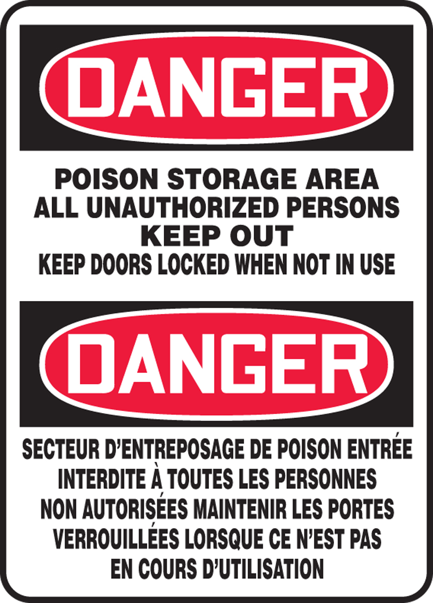 BILINGUAL FRENCH SIGN - POISON STORAGE