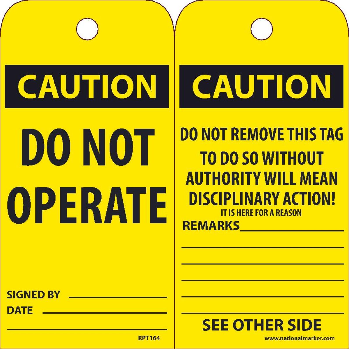 CAUTION DO NOT OPERATE TAG