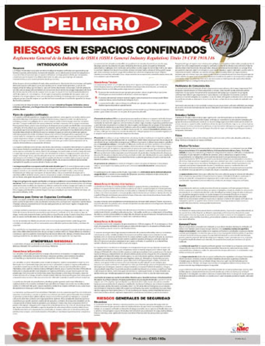 CONFINED SPACE HAZARDS SPANISH POSTER