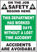 Write-A-Day Scoreboards: This Department Has Worked _ Days Without A Lost Time Accident